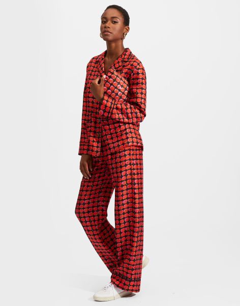 Silk Pajama In Black Cherries For Women Loungewear La Double  J Women Affordable