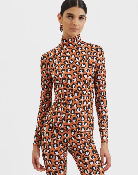 La Double  J Women Sale Turtleneck In Lady Leopard For Women Loungewear