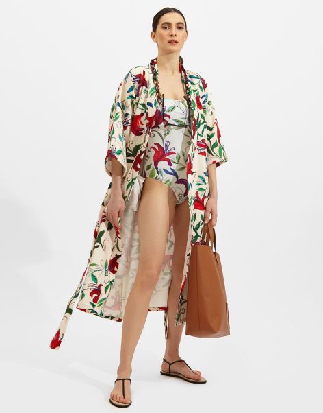 Robe In White Lily For Women La Double  J Women Loungewear Modern