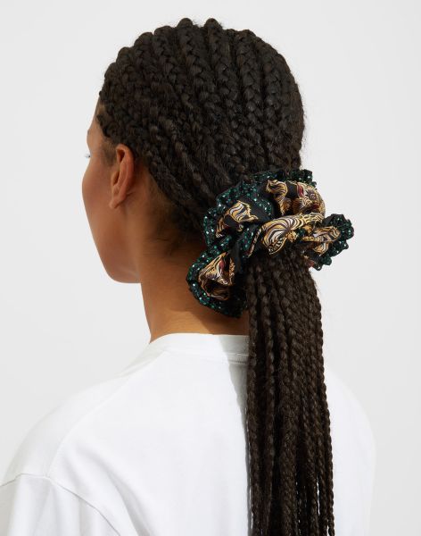 Women Fast Hair Accessories La Double  J Scrunchie In Tiger Tiles Black Small For Women